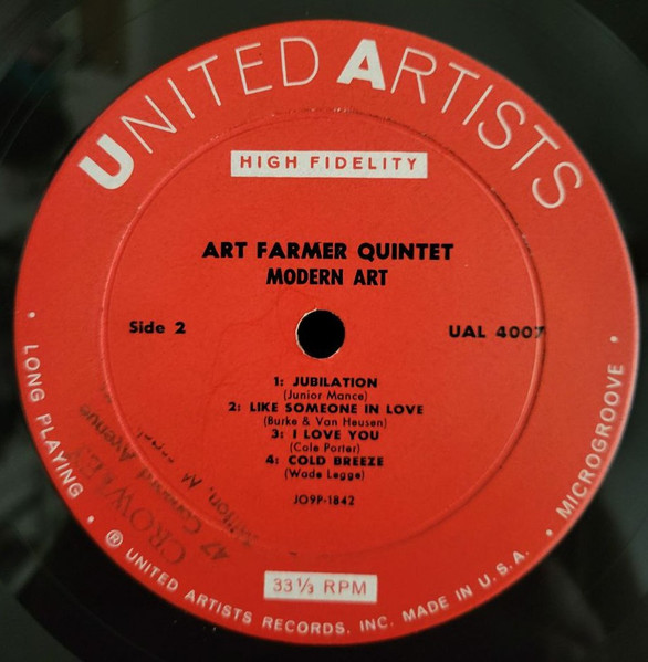 Art Farmer - Modern Art (LP, Album, Mono) (Very Good Plus (VG+)) - Image 4