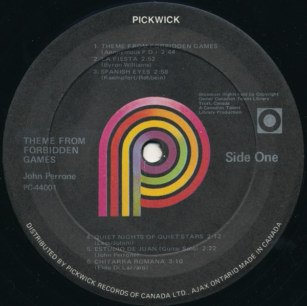 John Perrone - Theme From Forbidden Games (LP, Album, RE) (Very Good Plus (VG+)) - Image 3