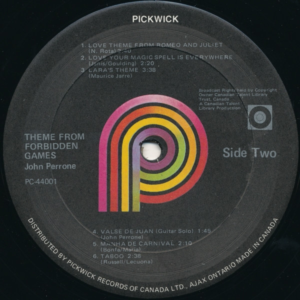 John Perrone - Theme From Forbidden Games (LP, Album, RE) (Very Good Plus (VG+)) - Image 4