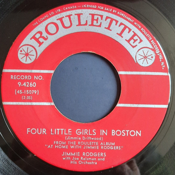 Jimmie Rodgers (2) - The Wreck Of The "John B" / Four Little Girls In Boston (7") (Very Good (VG)) - Image 2