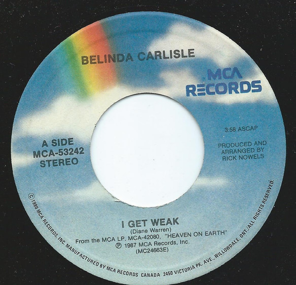 Belinda Carlisle - I Get Weak (7", Single) (Very Good Plus (VG+)) - Image 3