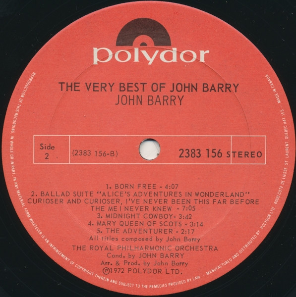 John Barry With Royal Philharmonic Orchestra - The Very Best Of John Barry (LP, Comp) (Mint (M)) - Image 4