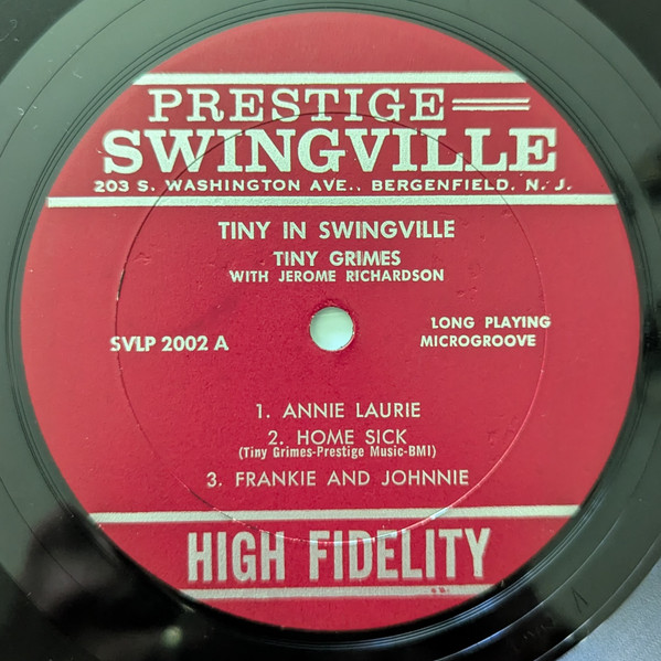 Tiny Grimes with Jerome Richardson - Tiny In Swingville (LP, Album, Mono) (Very Good Plus (VG+)) - Image 3