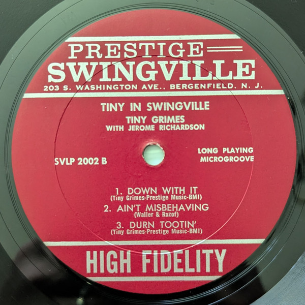 Tiny Grimes with Jerome Richardson - Tiny In Swingville (LP, Album, Mono) (Very Good Plus (VG+)) - Image 4