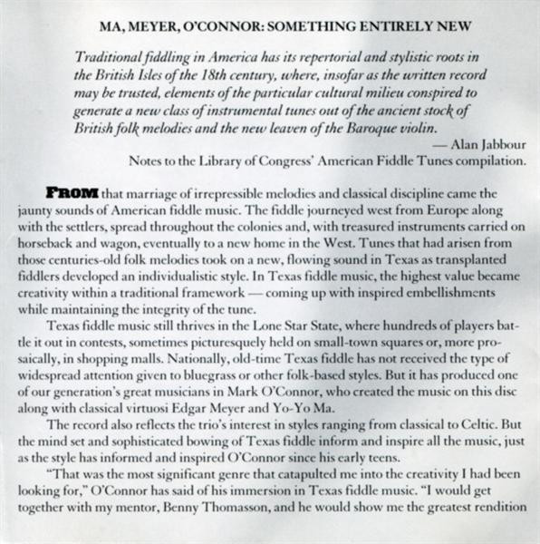 Yo-Yo Ma, Edgar Meyer, Mark O'Connor - Appalachia Waltz (CD, Album) (Near Mint (NM or M-)) - Image 4