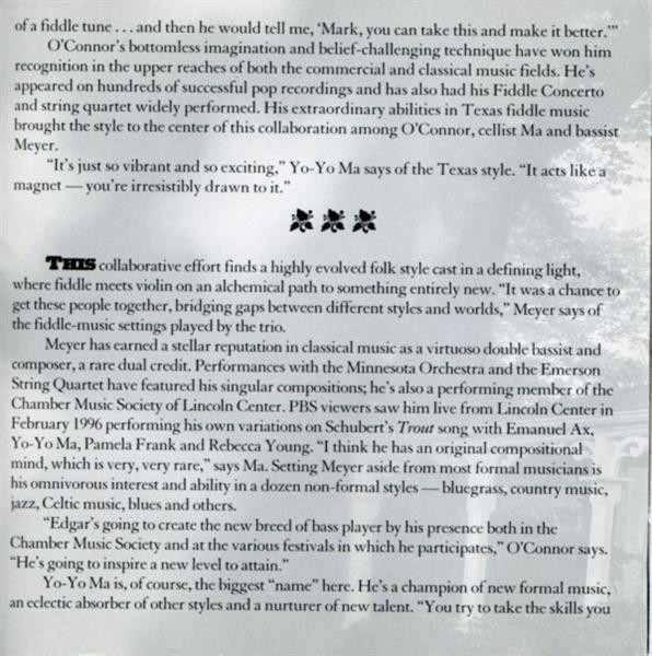 Yo-Yo Ma, Edgar Meyer, Mark O'Connor - Appalachia Waltz (CD, Album) (Near Mint (NM or M-)) - Image 5