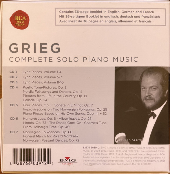 Edvard Grieg, Gerhard Oppitz - Complete Solo Piano Music (7xCD, Album, Comp) (Near Mint (NM or M-)) - Image 2