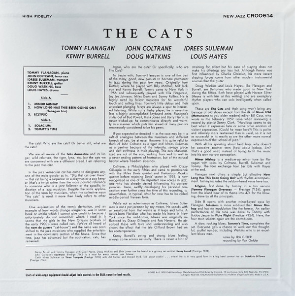 Tommy Flanagan, John Coltrane, Kenny Burrell, Idrees Sulieman - The Cats (LP, Album, Mono, RE, 180) (Mint (M)) - Image 4
