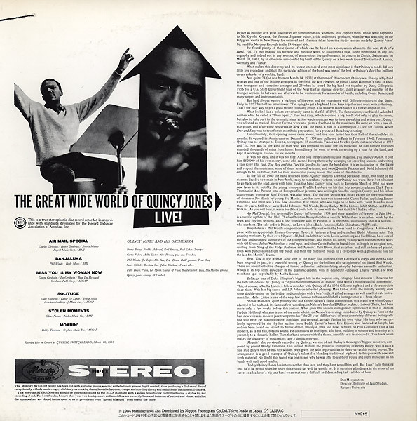 Quincy Jones - The Great Wide World Of Quincy Jones: Live! (LP) (Near Mint (NM or M-)) - Image 2