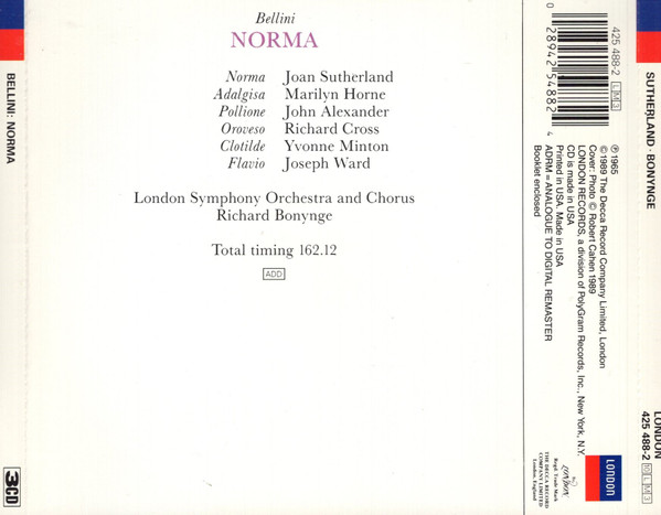 Bellini* / Sutherland*, Horne*, Alexander*, Cross*, London Symphony Orchestra, Richard Bonynge - Norma (3xCD, Album, RE, RM) (Near Mint (NM or M-)) - Image 2