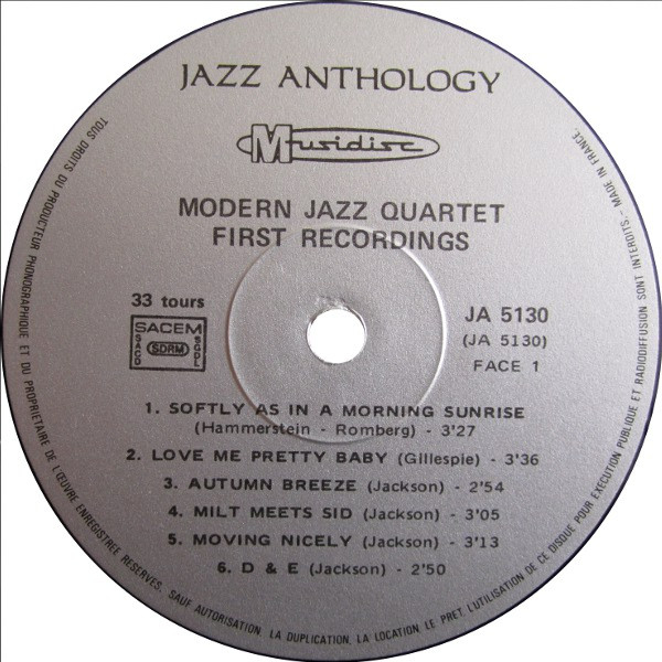The Modern Jazz Quartet - First Recordings 1952 (LP, Album, RE) (Near Mint (NM or M-)) - Image 3