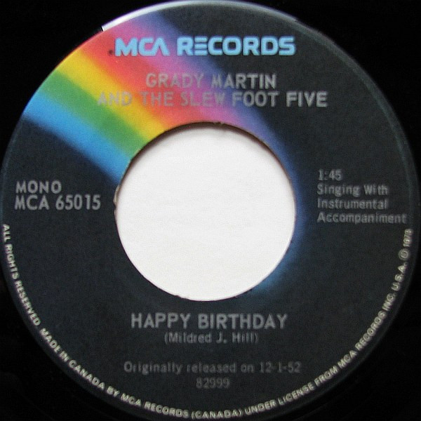 Grady Martin And The Slew Foot Five - Anniversary Song / Happy Birthday (7", Mono, RE) (Very Good Plus (VG+)) - Image 2