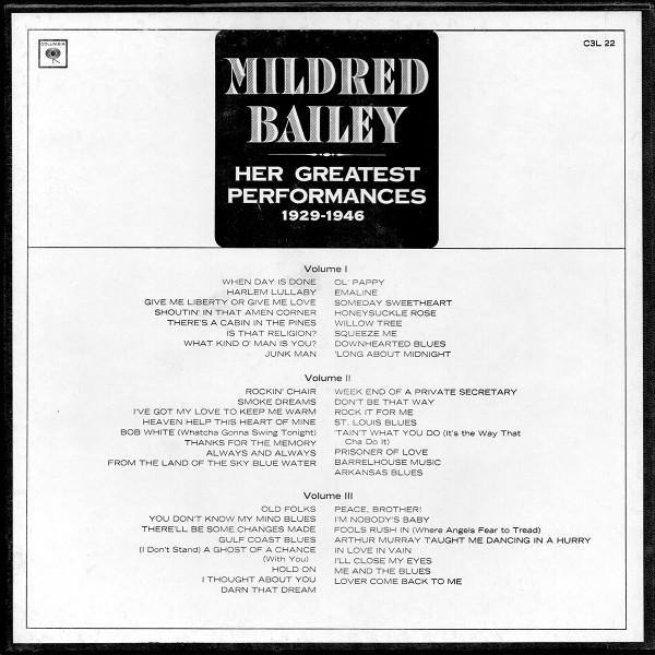 Mildred Bailey - Her Greatest Performances 1929-1946 (3xLP, Comp, Mono, RE) (Very Good Plus (VG+)) - Image 2