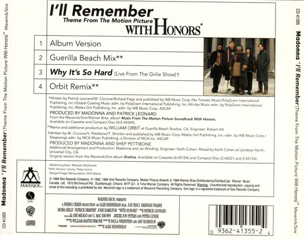 Madonna - I'll Remember (CD, Maxi) (Near Mint (NM or M-)) - Image 2