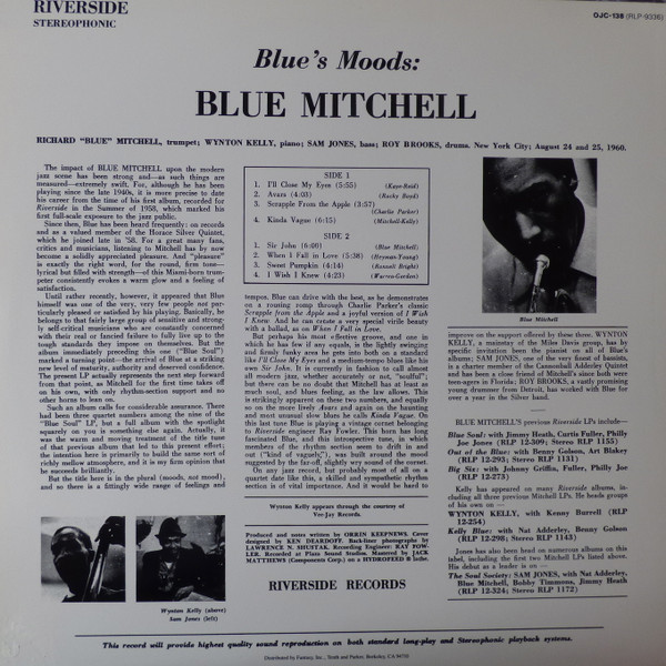 Blue Mitchell - Blue's Moods (LP, Album, RE) (Near Mint (NM or M-)) - Image 2