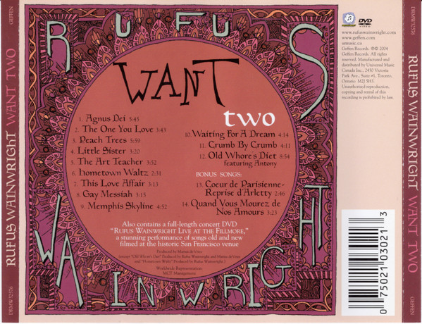 Rufus Wainwright - Want Two (CD, Album + DVD-V) (Mint (M)) - Image 2