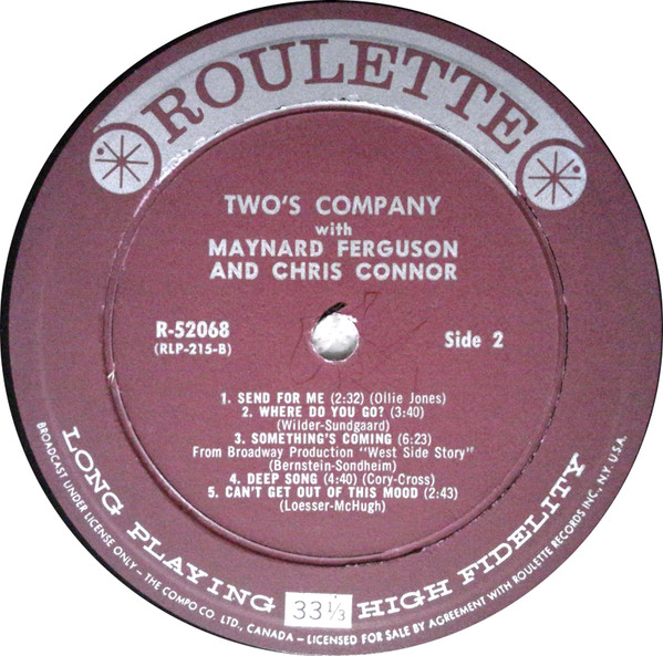Maynard Ferguson And Chris Connor - Two's Company (LP, Album, Mono) (Near Mint (NM or M-)) - Image 4