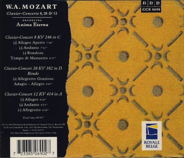W.A. Mozart*, Anima Eterna, Jos Van Immerseel - Clavier-Concerte 8, 28 & 12 (CD) (Near Mint (NM or M-)) - Image 2