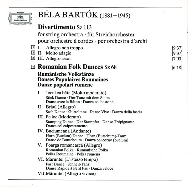 Béla Bartók / Leoš Janáček - Orpheus Chamber Orchestra - Divertimento / Romanian Folk Dances / Mládí (CD, Album) (Near Mint (NM or M-)) - Image 5