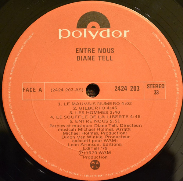 Diane Tell - Entre Nous (LP, Album) (Mint (M)) - Image 3