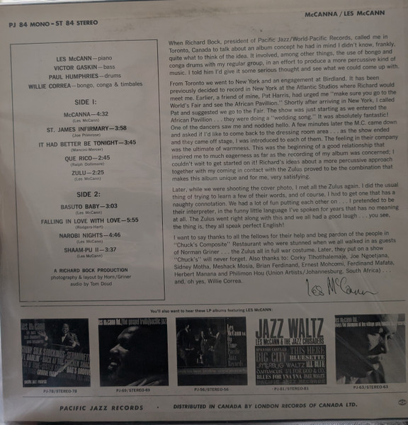 Les McCann Ltd. - McCanna (LP, Album) (Very Good Plus (VG+)) - Image 2