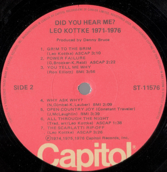 Leo Kottke - 1971-1976 "Did You Hear Me?" (LP, Comp) (Very Good Plus (VG+)) - Image 4