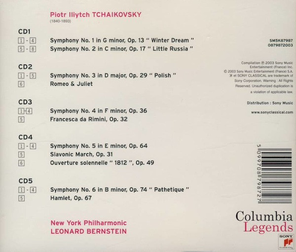 Leonard Bernstein, Pyotr Ilyich Tchaikovsky - The Complete Symphonies (5xCD, Comp) (Near Mint (NM or M-)) - Image 2