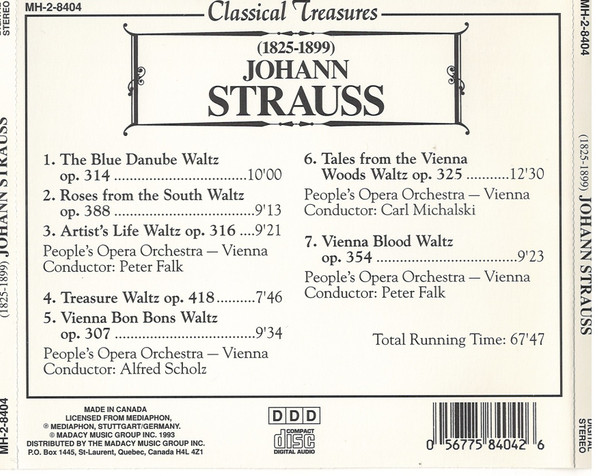Various - Classical Treasures: (1825-1899) Johann Strauss (CD, Comp) (Mint (M)) - Image 2