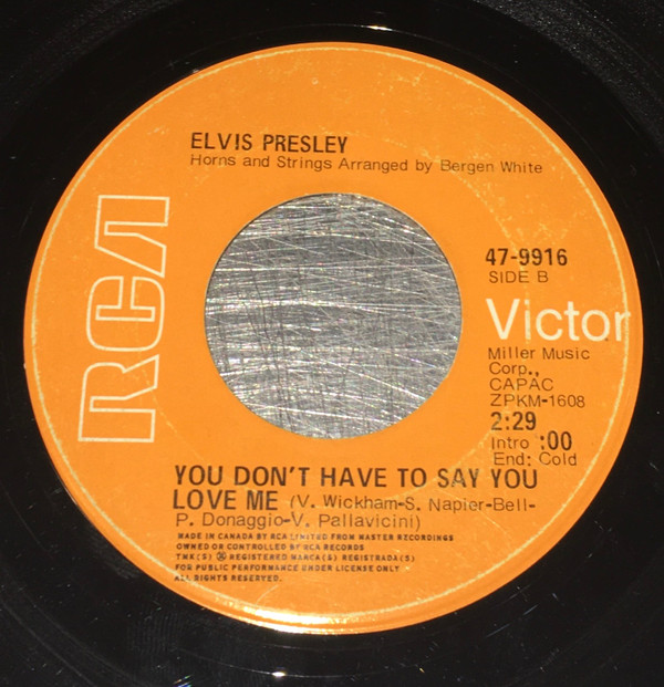 Elvis Presley - Patch It Up / You Don't Have To Say You Love Me (7", Single) (Very Good Plus (VG+)) - Image 2