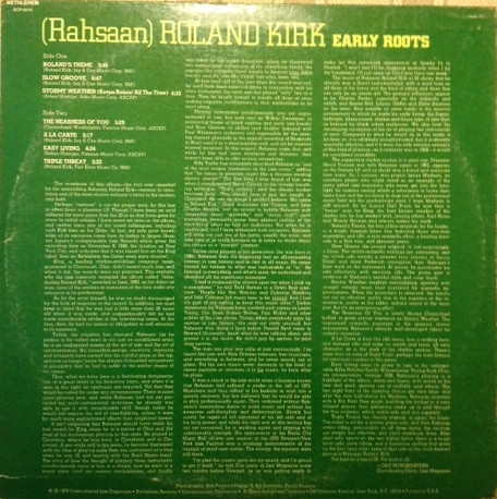 Roland Kirk - Early Roots (LP, Album, RE) (Very Good Plus (VG+)) - Image 2