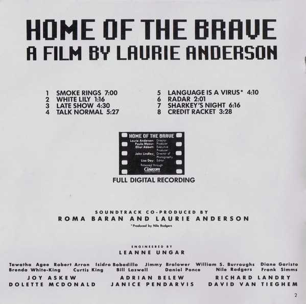 Laurie Anderson - Home Of The Brave (CD, Album) (Mint (M)) - Image 4