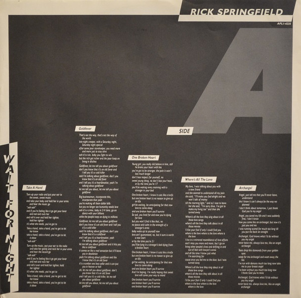Rick Springfield - Wait For Night (LP, Album, RE) (Mint (M)) - Image 5