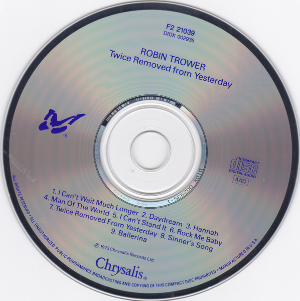 Robin Trower - Twice Removed From Yesterday (CD, Album, RE) (Near Mint (NM or M-)) - Image 4
