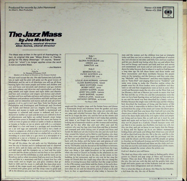 Joe Masters - The Jazz Mass (LP, Album, RP) (Very Good Plus (VG+)) - Image 2
