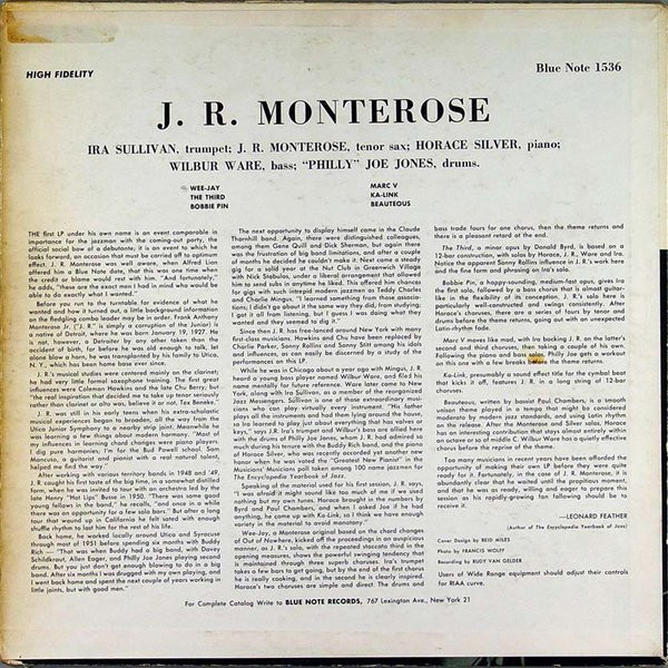 J.R. Monterose - J.R. Monterose (LP, Album, Mono) (Good Plus (G+)) - Image 3