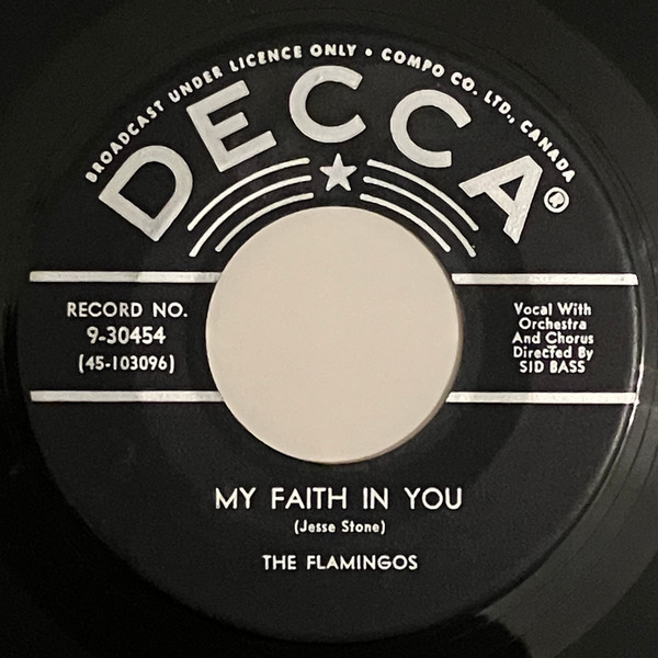 The Flamingos - Helpless / My Faith In You (7", Single) (Near Mint (NM or M-)) - Image 2