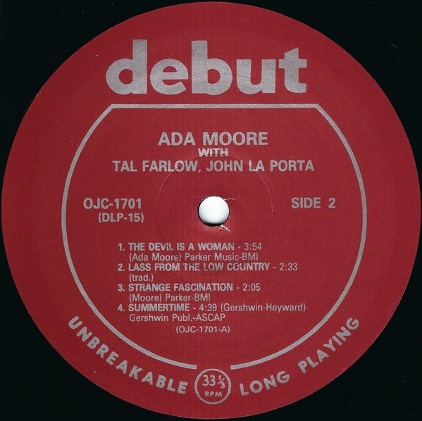 Ada Moore - Jazz Workshop Volume Three (LP, Album, Mono, Ltd, RE, RM) (Mint (M)) - Image 4