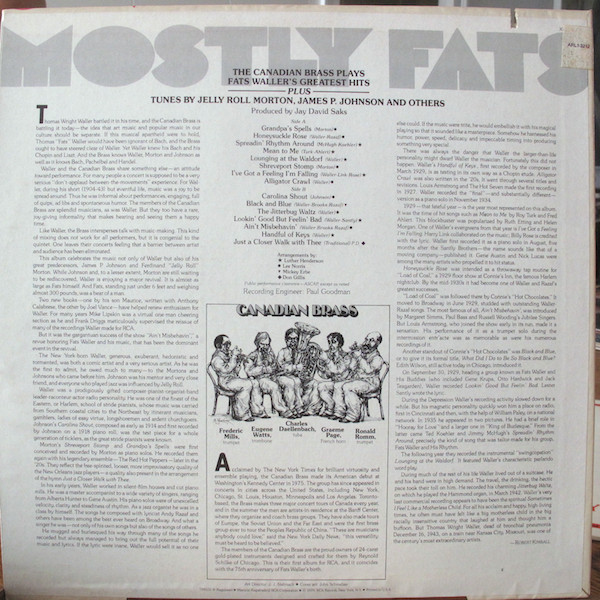 The Canadian Brass - Mostly Fats (LP, Album) (Very Good Plus (VG+)) - Image 2