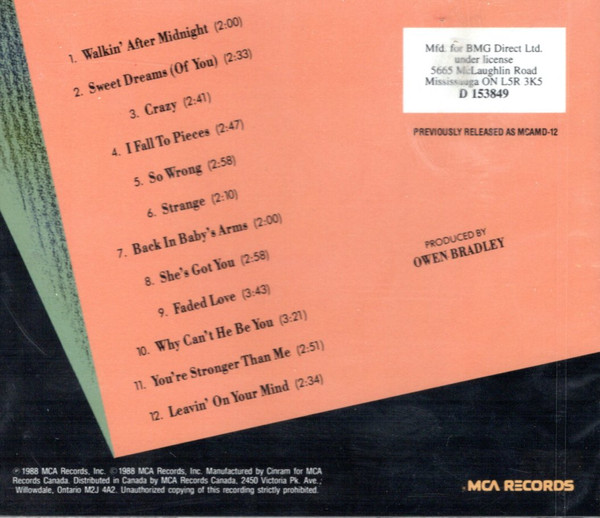 Patsy Cline - 12 Greatest Hits (CD, Comp, RE, RM, No ) (Mint (M)) - Image 2