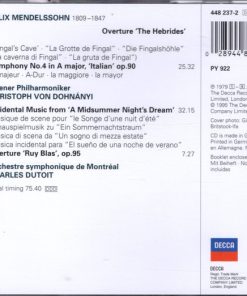 Alternative view of Felix Mendelssohn-Bartholdy | Christoph von Dohnányi • Charles Dutoit - Symphony No.4 'Italian' | A Midsummer Night's Dream | Fingal's Cave • Ruy Blas (CD, Comp) (Near Mint (NM or M-))
