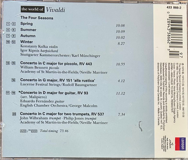Antonio Vivaldi - The World Of Vivaldi (CD, Comp, ADR) (Near Mint (NM or M-)) - Image 2