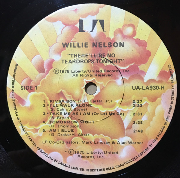 Willie Nelson - There'll Be No Teardrops Tonight (LP, Comp) (Mint (M)) - Image 3