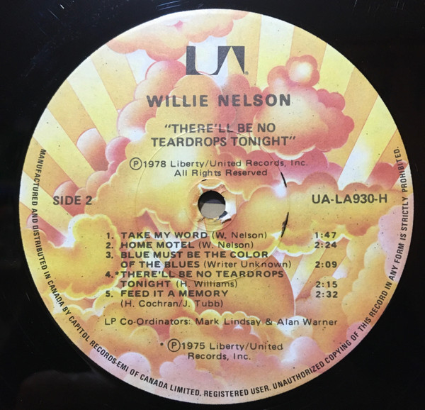 Willie Nelson - There'll Be No Teardrops Tonight (LP, Comp) (Mint (M)) - Image 4