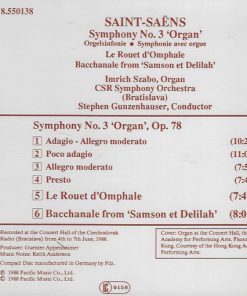 Alternative view of Saint-Saëns*, CSR Symphony Orchestra (Bratislava)*, Stephen Gunzenhauser, Imrich Szabo - Symphony No. 3 / Le Rouet d'Omphale (CD) (Near Mint (NM or M-))