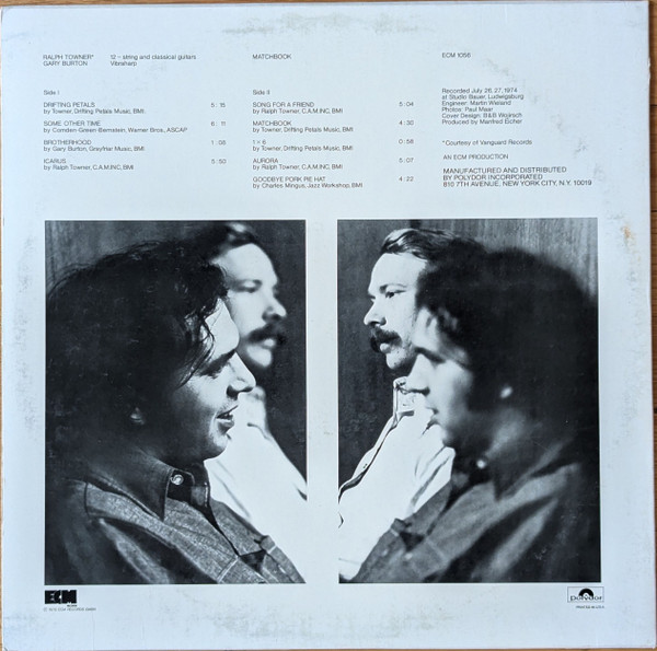 Ralph Towner / Gary Burton - Matchbook (LP, Album, Pit) (Near Mint (NM or M-)) - Image 2