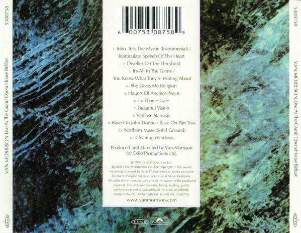 Van Morrison - Live At The Grand Opera House Belfast (CD, Album, RE, RM) (Near Mint (NM or M-)) - Image 2
