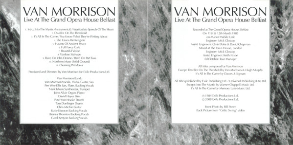 Van Morrison - Live At The Grand Opera House Belfast (CD, Album, RE, RM) (Near Mint (NM or M-)) - Image 5