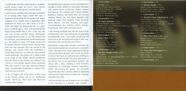 Elvis Costello, Marian McPartland - Marian McPartland's Piano Jazz Radio Broadcast (CD, Album) (Mint (M)) - Image 4