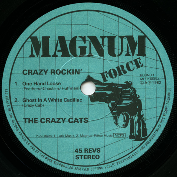 The Crazy Cats - Crazy Rockin’ (7", EP, Blu) (Very Good Plus (VG+)) - Image 3