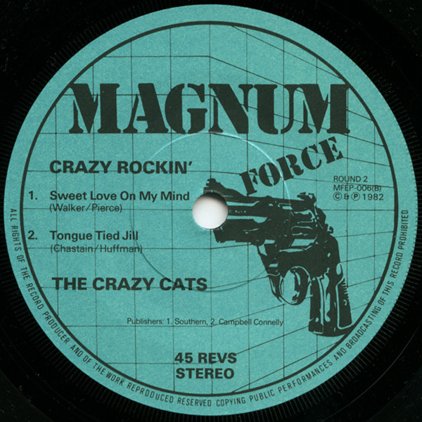 The Crazy Cats - Crazy Rockin’ (7", EP, Blu) (Very Good Plus (VG+)) - Image 4
